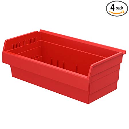 Akro-Mils 30820 ShelfMax 8 Plastic Nesting Shelf Bin Box, 12-Inch x 22-Inch x 8-Inch, Red, 4-Pack