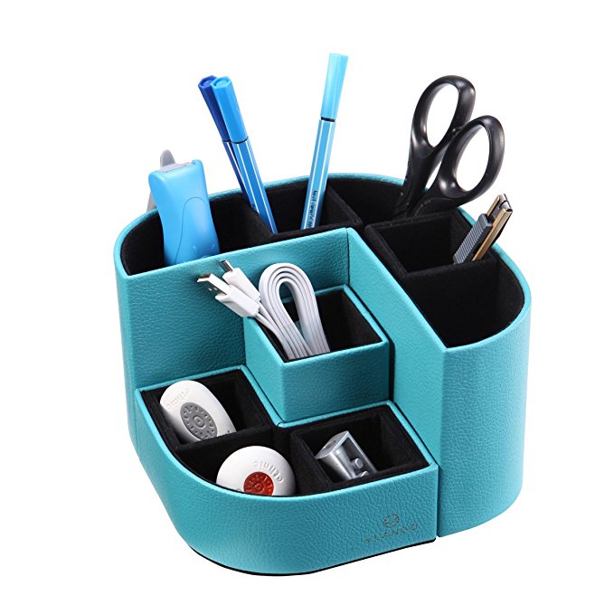 VPACK Magnet Desk Organizer - Pencil Cup Pen Holder - Office Supplies Desktop Stationery Gadgets Storage Box (Peacock Blue)